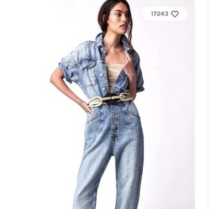 FREE PEOPLE Marci Demin Blue Jumpsuit-NWT